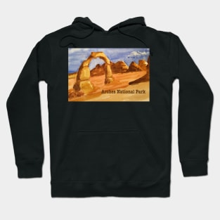 Delicate Arch Watercolor, Arches National Park Hoodie